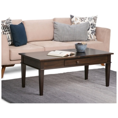 Simpli Home Carlton Coffee Table, Dark Tobacco Brown