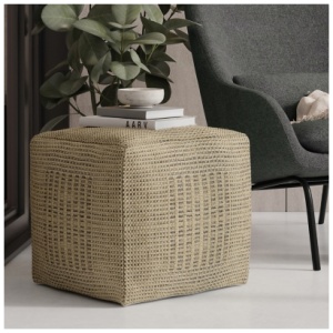 Simpli Home Delilah Pouf, Natural