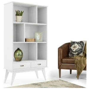 Simpli Home Draper Bookcase and Storage Unit, White