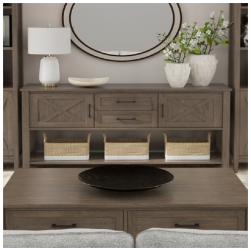 Simpli Home Ela Console Table, Smoky Brown