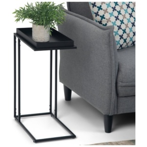 Simpli Home Garner Tray Top C-Shaped End Table, Black