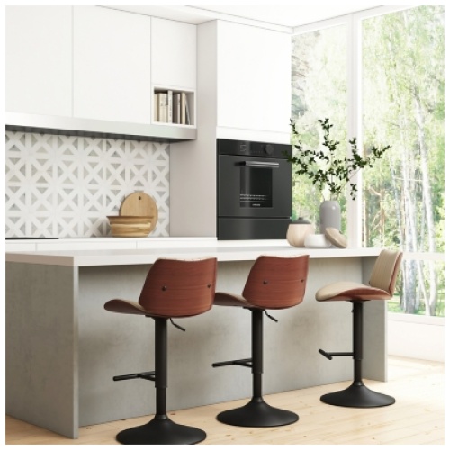 Simpli Home Goulding Adjustable Swivel Bar Stool, Cream