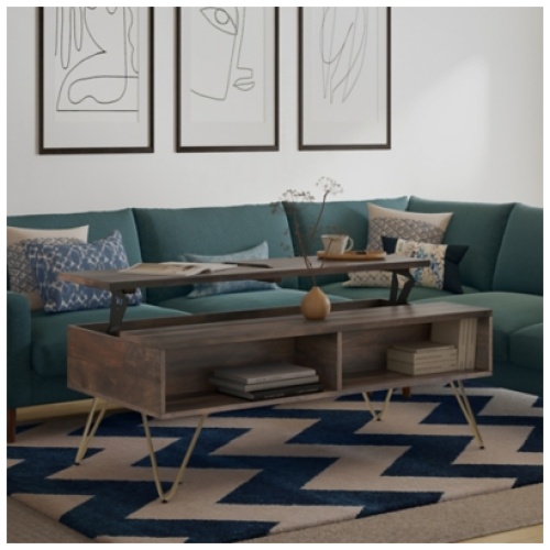 Simpli Home Hunter Lift Top Coffee Table, Ebony