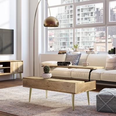 Simpli Home Jager Lift Top Coffee Table, Natural