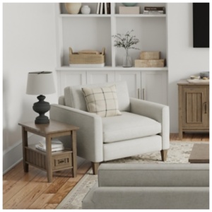 Simpli Home Lev Narrow End Table, Smoky Brown