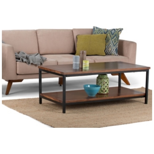 Simpli Home Skyler Coffee Table, Dark Cognac Brown