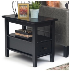 Simpli Home Warm Shaker Narrow Accent Side Table, Black