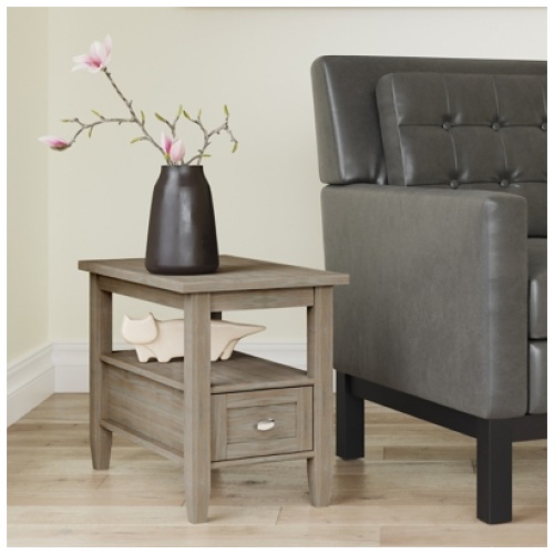 Simpli Home Warm Shaker Narrow Accent Side Table, Distressed Gray