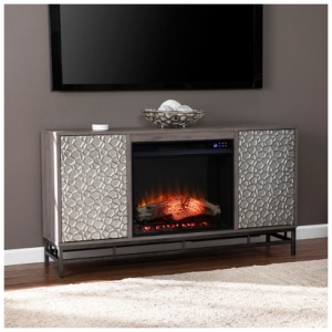 Southern Enterprises Furniture Hamburg 54" TV Stand with Touch Screen Fireplace, Gray