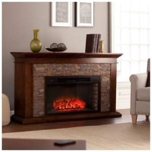 Southern Enterprises Furniture Hardey Heights Electric Fireplace Mantel, Whiskey Maple