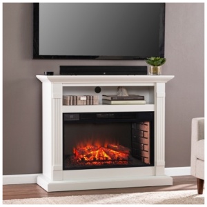 Southern Enterprises Furniture Serbanyon Electric Fireplace Mantel, Light Gray