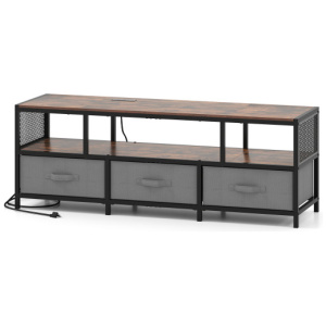 TV Stand for TVs up to 65 Inches with Power Outlets USB Charging-Rustic Brown