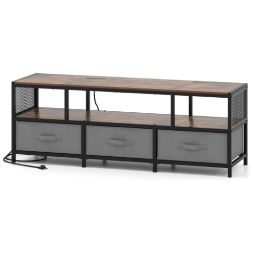 TV Stand for TVs up to 65 Inches with Power Outlets USB Charging-Rustic Brown