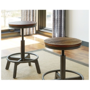 Torjin Adjustable Counter Height Backless Stool, Brown/Gray