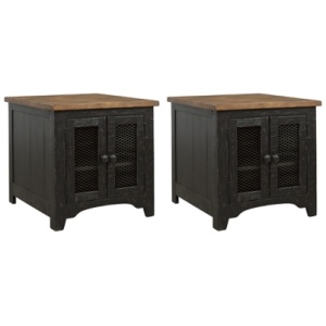 Valebeck 2 End Tables, Black/Brown