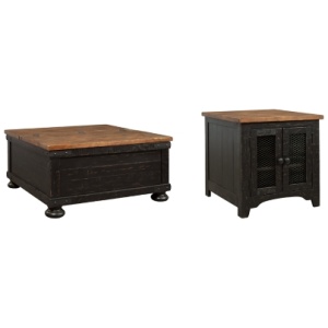 Valebeck Coffee Table with 1 End Table, Black/Brown