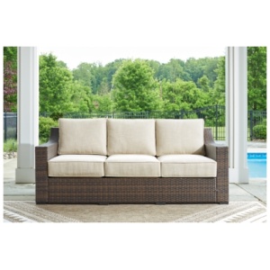 Wellingtons Peak Outdoor Sofa with Cushion, Beige/Dark Brown