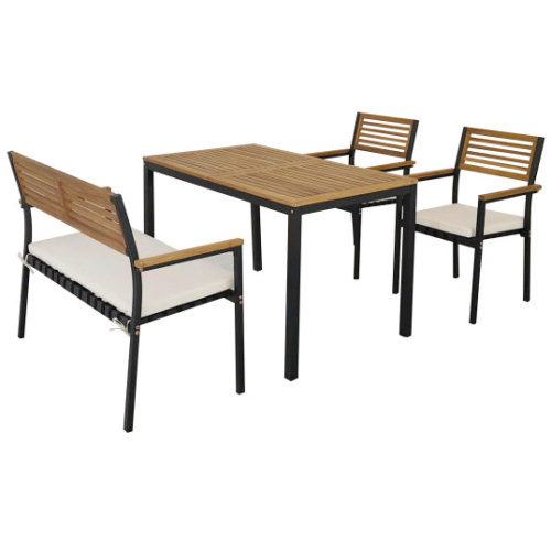 4-Piece Patio Furniture Set Outdoor Dining Chair Set-White