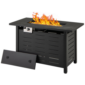 40 Inch Outdoor Propane Fire Pit Rectangle Gas Fire Table with Lava Rocks-Black