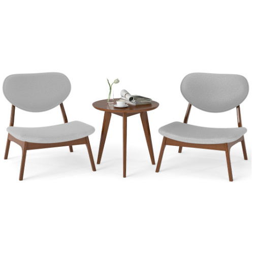 Accent Chairs Set of 2 with Side Table and Solid Wood Frame-Gray