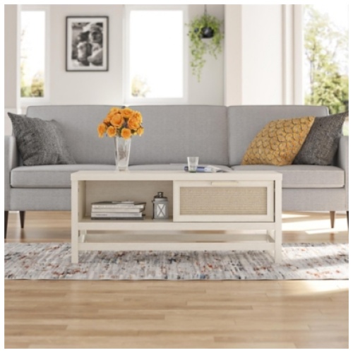 Ameriwood Home Lystra Coffee Table, Ivory Oak