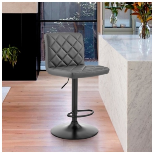 Armen Living Duval Adjustable Height Bar Stool , Black/Gray
