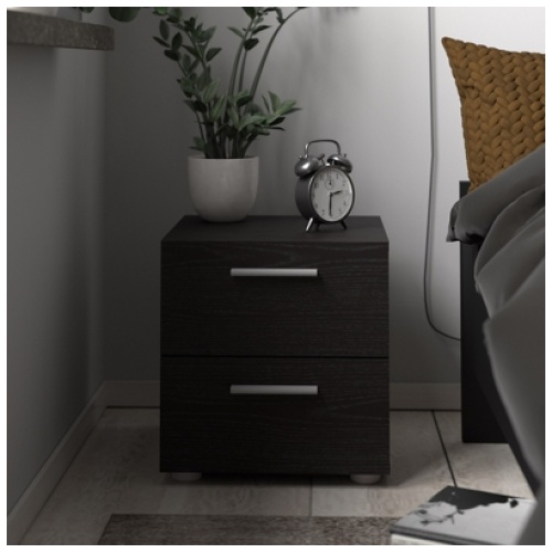 Austin 2 Drawer Nightstand, Black