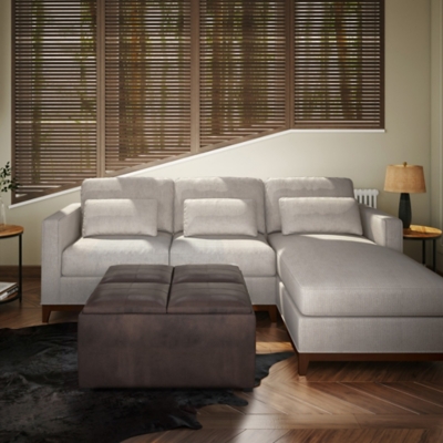 Avalon Coffee Table Storage Ottoman, Distressed Brown