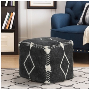 Avant-garde Geometric Pouf, Black