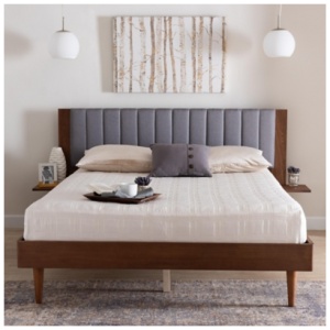 Baxton Studio Kalista Queen Panel Bed, Gray/Walnut Brown