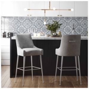 Beatrix Bar Stool, Gray/Silver