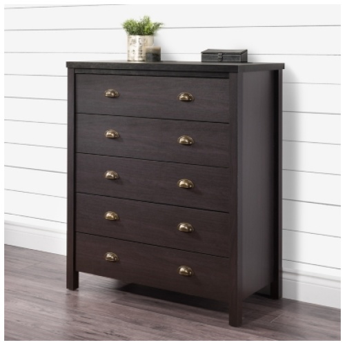 Boston 5 Drawer Dresser, Black