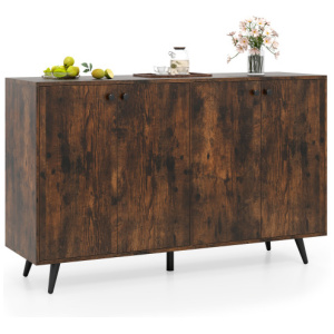 Buffet Sideboard Mid Century Modern Storage Cabinet with Adjustable Shelves-Rustic Brown