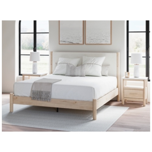 Cadmori King Upholstered Panel Bed, Two-tone