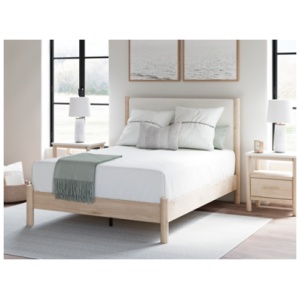 Cadmori Queen Upholstered Panel Bed, Two-tone