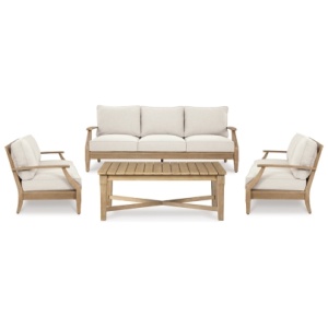 Carter Hall Outdoor Sofa with 2 Lounge Chairs and Coffee Table, Beige