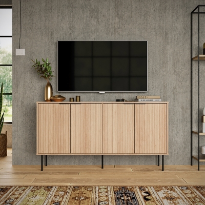 CorLiving Lysander Fluted Sideboard, Light Wood