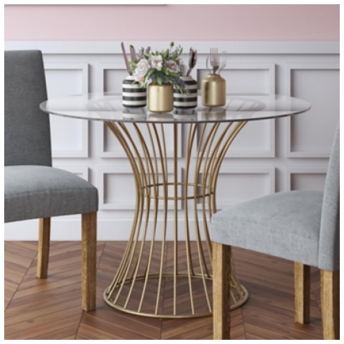 CosmoLiving Westwood Dining Table, Brass