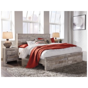 Effie King Panel Bed with 2 Storage Drawers, Whitewash