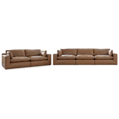 Emilia Leather Modular Sofa and Loveseat, Caramel