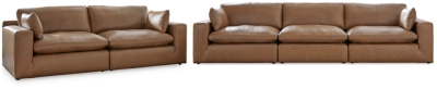 Emilia Leather Modular Sofa and Loveseat, Caramel