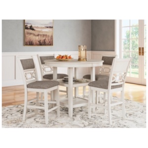 Erinberg Counter Height Dining Table and 4 Barstools (Set of 5), Antique White