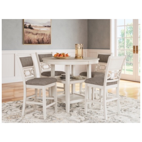 Erinberg Counter Height Dining Table and 4 Barstools (Set of 5), Antique White