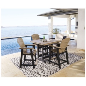Fairen Trail Outdoor Counter Height Dining Table and 4 Barstools, Black/Driftwood