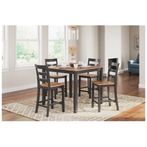 Gesthaven Counter Height Dining Table and 4 Barstools, Natural/Brown