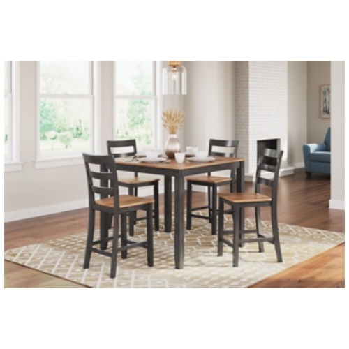 Gesthaven Counter Height Dining Table and 4 Barstools, Natural/Brown