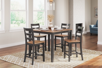 Gesthaven Counter Height Dining Table and 4 Barstools, Natural/Brown