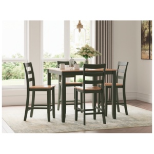 Gesthaven Dining Table and 4 Barstools, Natural/Green