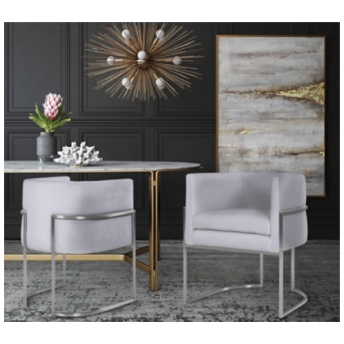 Giselle Dining Chair, Gray/Chrome
