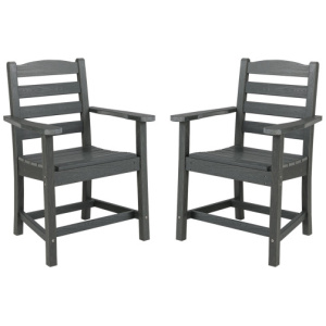 HDPE All Weather Patio Dining Chairs Set of 2 with Wide Armrests-Gray